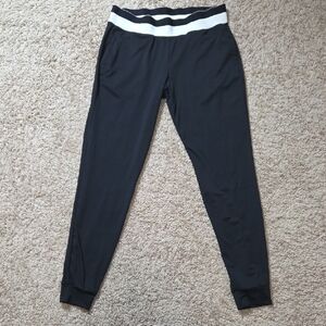Fabletics Black Joggers with White Accent, Size Medium